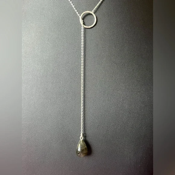 SOLD: Labradorite Lariat Silver Necklace - Picture 3 of 4